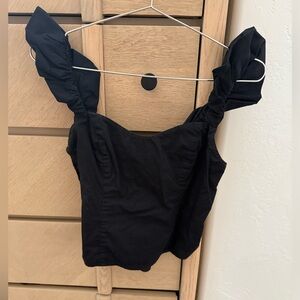Abercrombie ruffle sleeve black corset top